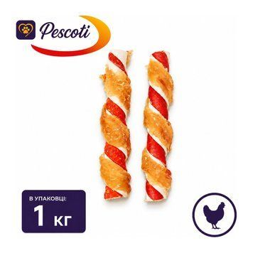 Лакомство Pescoti куриное мясо двух тонов на палочке, 1 кг УТ-00004648 &mdash; купить в Вусолап