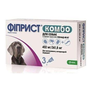 Фіприст Комбо 402 мг краплі від бліх для собак від 40 кг, 3 піпетки УТ-00001623 &mdash; купити у Вусолап