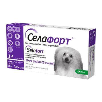 Селафорт спот-он для собак 2,6-5 кг, від бліх та глистів УТ-00004292 &mdash; купити у Вусолап